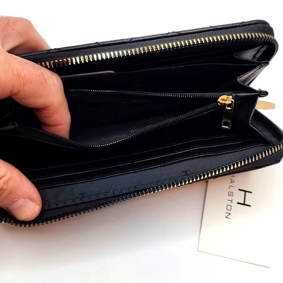 HALSTON WOMEN'S WALLET, BLACK COLOR WITH ZIPPER - Picture 7 of 15